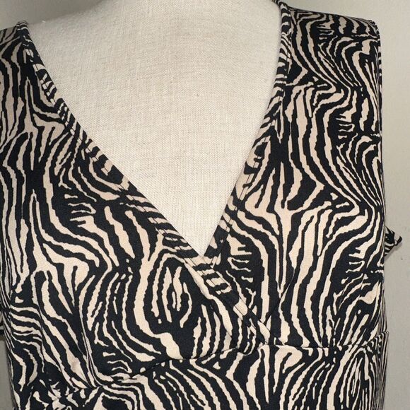 Mossimo Black Tan Zebra Stripe Midi Dress Stretchy Size Large EUC - Picture 4 of 9